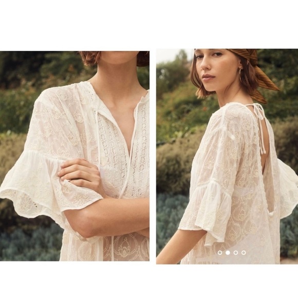 NWT Anthropologie The Deco Tunic Swim Coverup Cream Ivory XL Boho - Picture 2 of 12